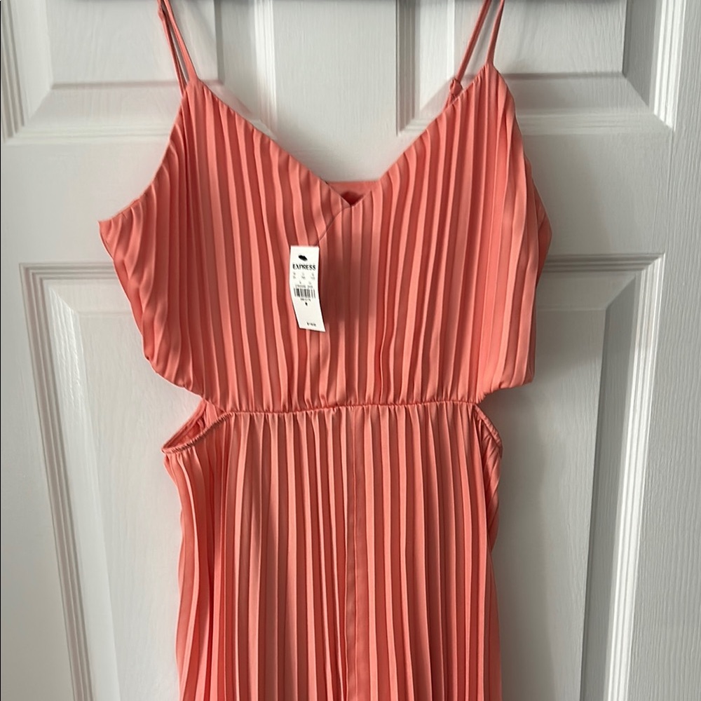 NWOT Express Coral and Pink Pleated Gown for Weddings - Picture 7 of 7